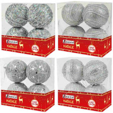 BOX 4 SFERE LUX SILVER DECOR.CM.10 ASS. (8pz)